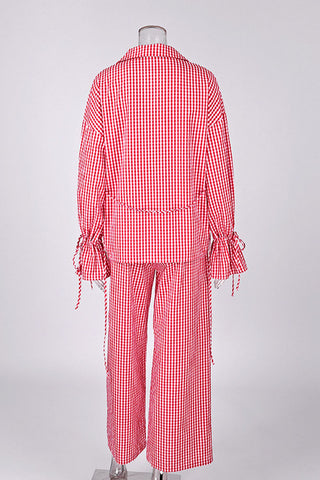 Plaid Long Sleeve Button-Front Pajama Set