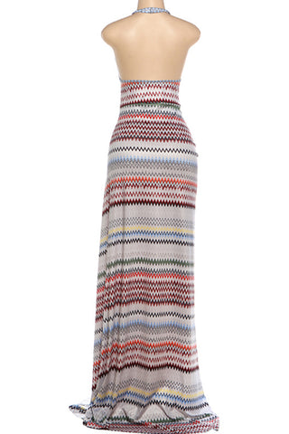 Striped Halter Maxi Dress