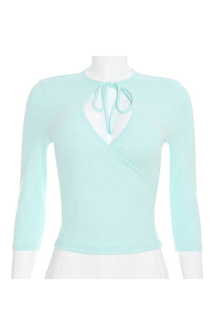 Tie-Neck Wrap Front Crop Top