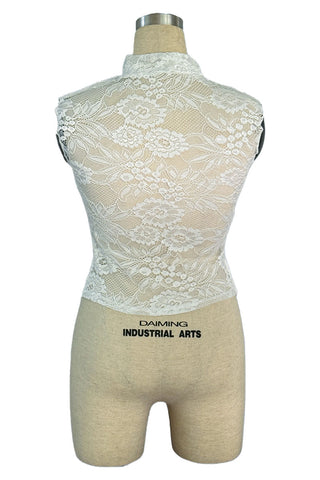Lace Cutout Mock Neck Crop Top