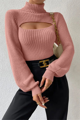 Cut-Out Ribbed Knit Top