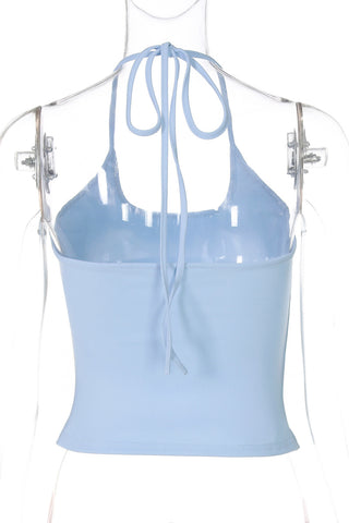 Halter-Neck Ribbed Tank Top