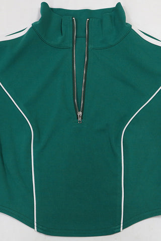 Zip-Up Crop Top and Wide-Leg Pants Set