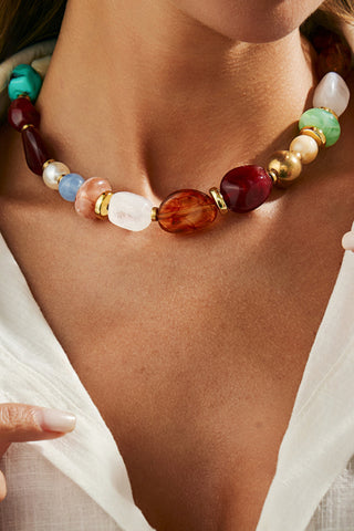 Mixed-Shape Beaded Collar Necklace