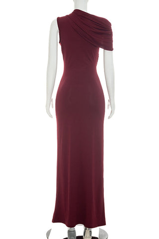 Cutout Drape One-Shoulder Maxi Dress