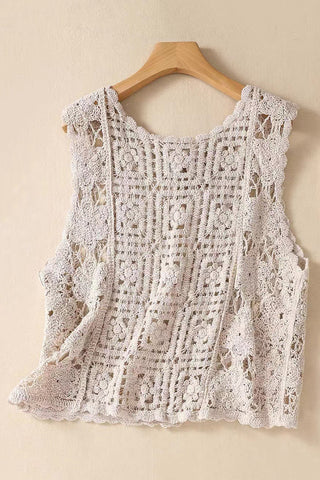 Floral Crochet Sleeveless Vest