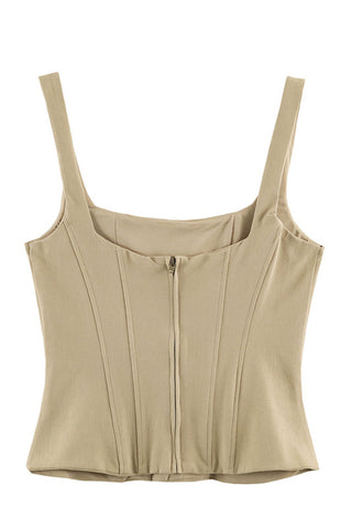Square Neck Button Front Tank Top