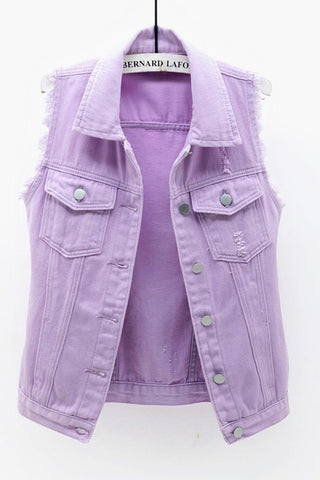Sleeveless Collared Button-Front Vest