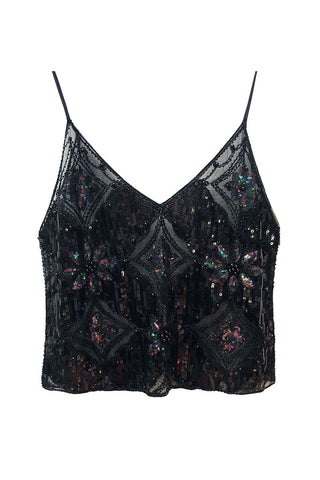 Sequin Geometric Beaded V-Neck Cami