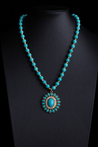 Turquoise Pendant Layered Necklace