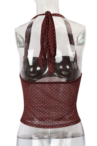 Polka Dot Halter Bustier Crop Top