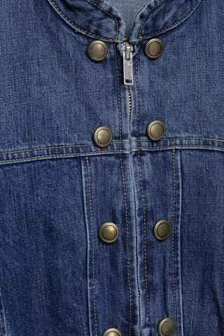 Zip-Front Cropped Denim Jacket