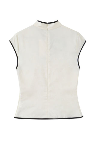 Mandarin Collar Sleeveless Polo Top