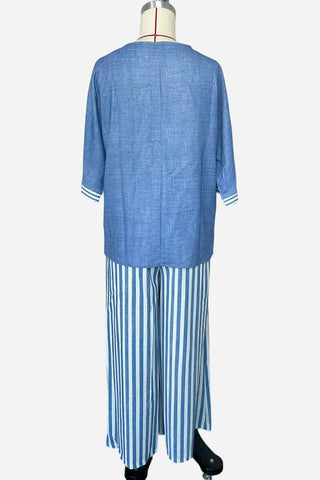 Striped Wide-Leg Pants Set