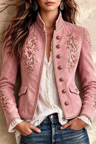 Vintage Floral Detail Military Jacket