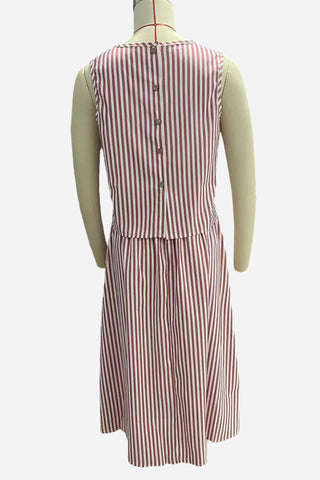 Striped Sleeveless Skirt Set