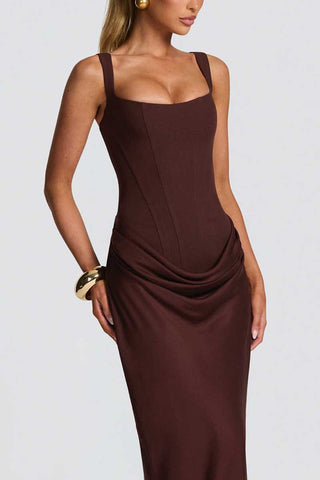 Square Neck Ruched Bodycon Casual Dress