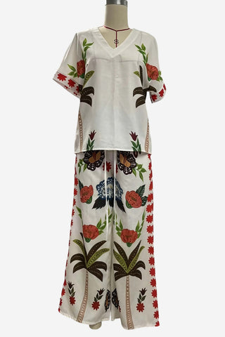 Floral-Printed Pants Set