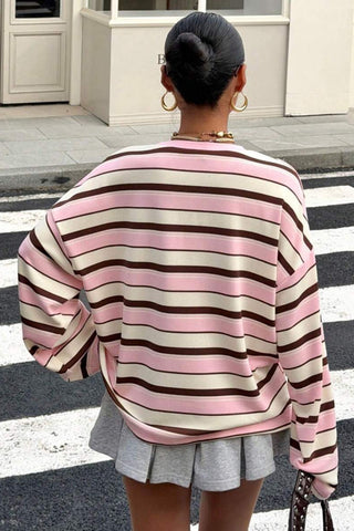 Striped Round Neck Long Sleeve Top