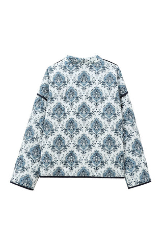 Paisley Print Puff Sleeve Open Front Kimono