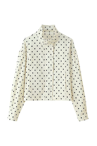 Polka Dot Mock Neck Crop Jacket