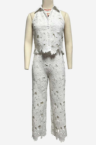 Sleeveless Lace Pants Set