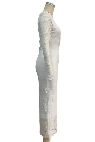 One-Shoulder Lace Midi Dress