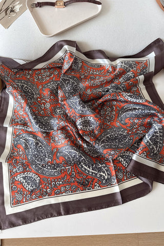 Paisley Print Satin Square Scarf