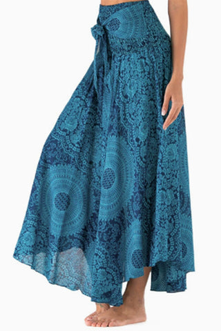 Mandala Print Tie-Waist Midi Dress