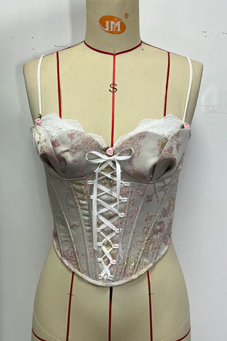 Floral Bustier Spaghetti Strap Tank