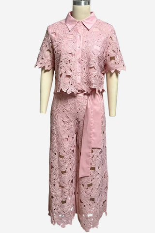 Floral Lace Pants Set