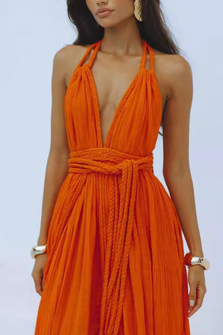 Halter Maxi Dress with Flowing Design