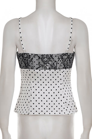 Lace-Trim Polka Dot Cami Top