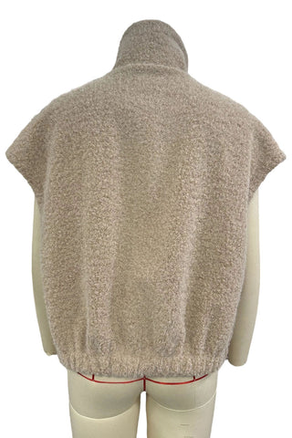 High-Collar Snap Button Fuzzy Vest
