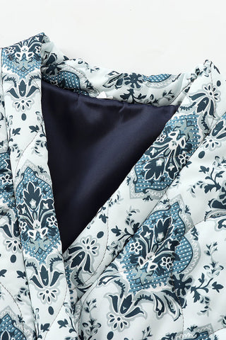 Paisley Print Puff Sleeve Open Front Kimono