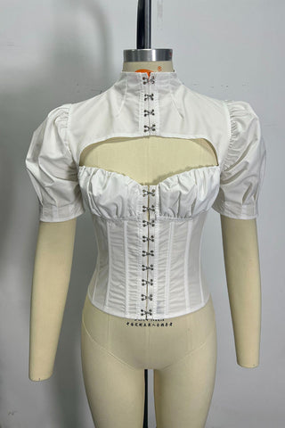 Corset Lacing Chest Cutout Mock Neck Tank Top