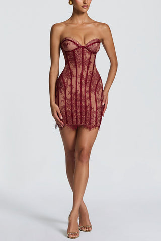 Lace Corset-Style Mini Dress