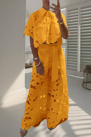 Floral Lace Pants Set