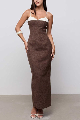 Sweetheart Neck Textured Bodycon Maxi Dress