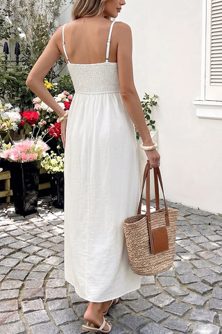 Lace-Trim Spaghetti Strap Midi Dress