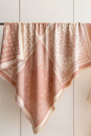 Paisley Print Fringed Square Scarf