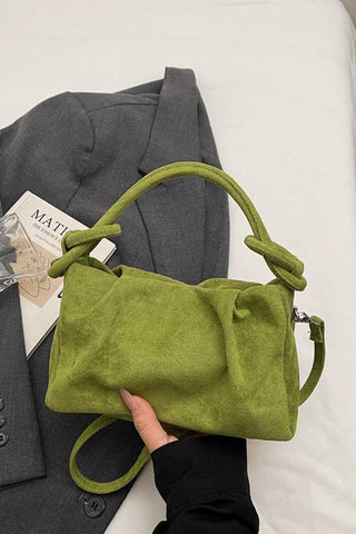 Knotted Handle Suede Shoulder Bag