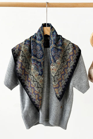 Paisley and Polka Dot Print Square Scarf