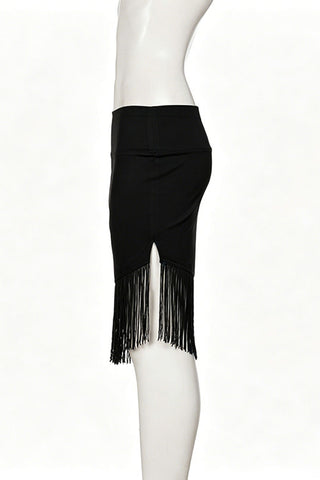 Asymmetrical Fringe Midi Skirt