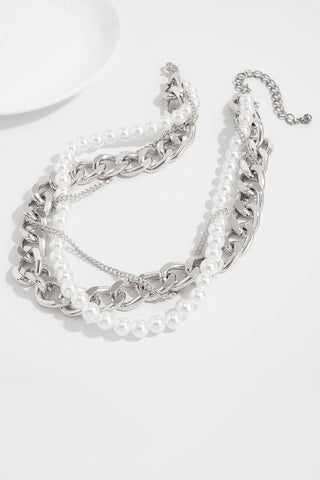 Chunky Chain and Pearl Layered Necklace