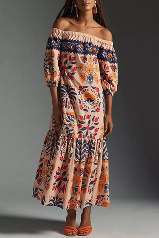 Off-Shoulder Boho Maxi Dress