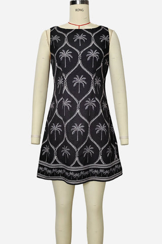 Sleeveless Palm Pattern Casual Dress