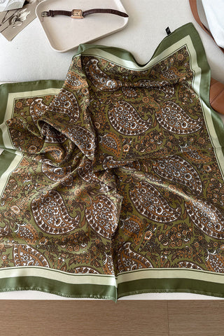 Paisley Print Satin Square Scarf