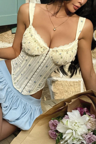 Ruched Floral Lace Camisole Top