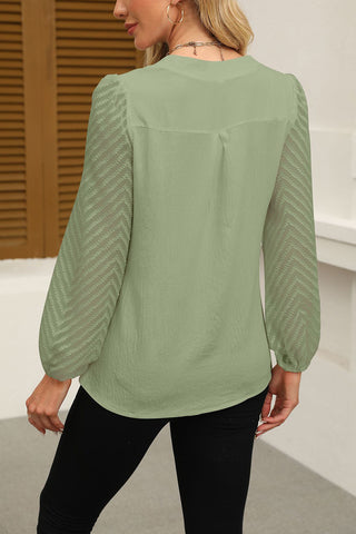 V-Neck Long Sleeve Blouse